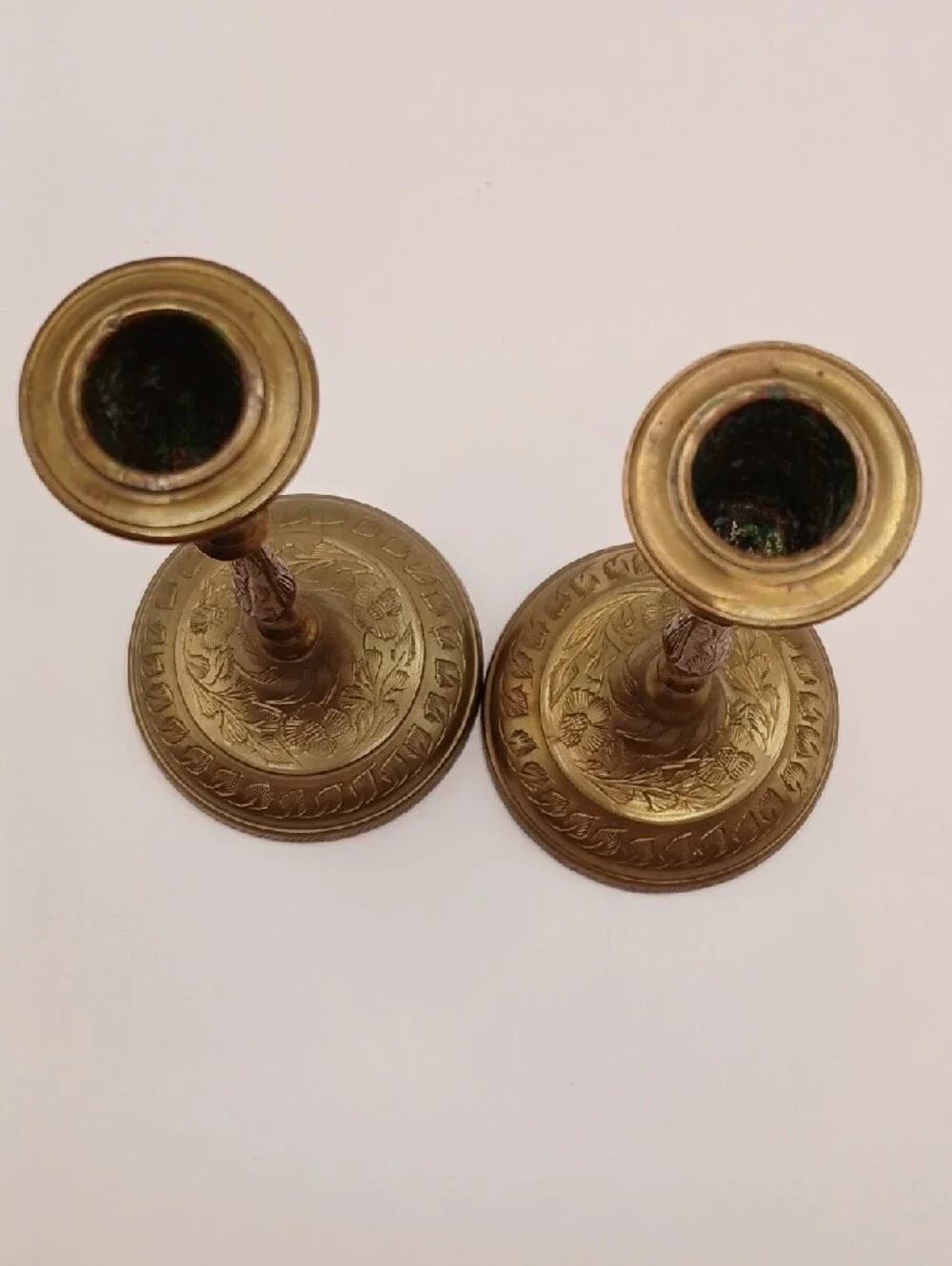 Pair VTG Brass Taper Candle Holders 5
